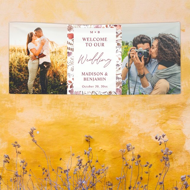 Lona Rustic Boho Chic Wildflowers Photo Wedding Welcome (Subido por el creador)