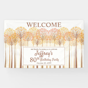 Lona Rustic Fall Trees Terracotta 80 cumpleaños