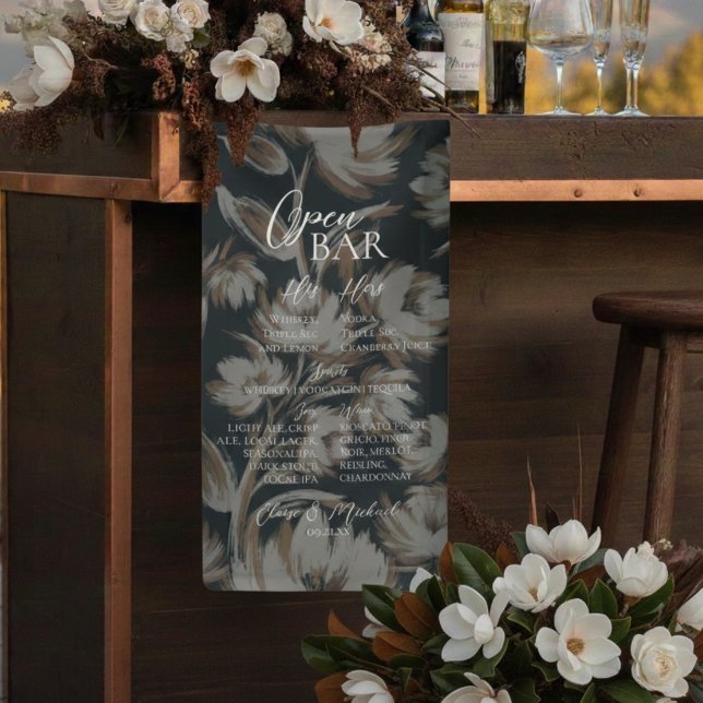 Lona Rustic Floral Bar Menu Wedding Reception Decor (Rustic Floral Bar Menu Wedding Reception Decor Banner)