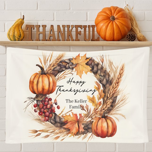 Lona Rustic Pumpkin Harvest Wreath Fall Thanksgiving (Subido por el creador)