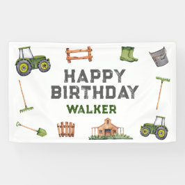 Lona Rustic Tractor Farm Green Boy Feliz cumpleaños