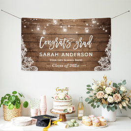 Lona Rustic Wood String Lights Lace Graduation Party
