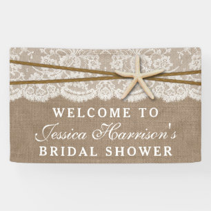 Lona Rústica Burlap, Lace & Starfish Beach Bridal Showe