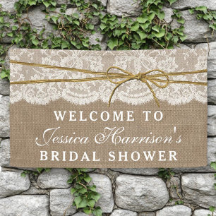 Lona Rústica Burlap, Lace & Twine Bow Bridal Shower