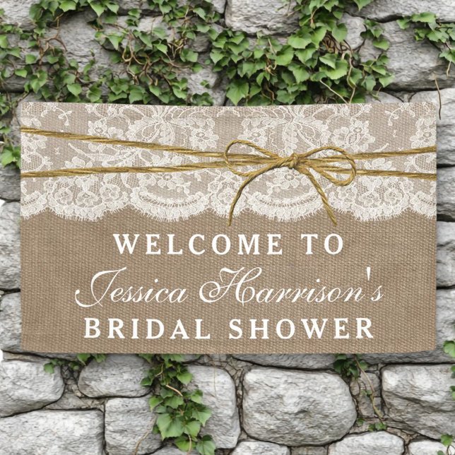 Lona Rústica Burlap, Lace & Twine Bow Bridal Shower (Subido por el creador)