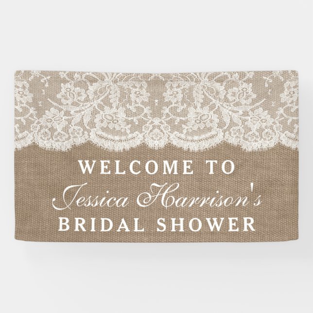 Lona Rústica Burlap & Vintage White Lace Brillante Duch (Horizontal)