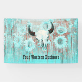 Lona Rústico Verde azulado Cráneo De Toro Occidental Gi