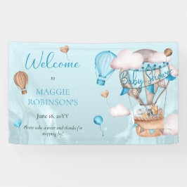 Lona Safari Animals Globos Blue Boy Baby Shower