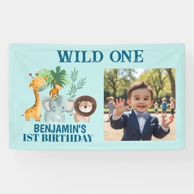 Lona Safari Animals Jungle Wild One Photo Banner  (Horizontal)