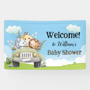 Lona Safari Baby Animals Banner for Baby Shower