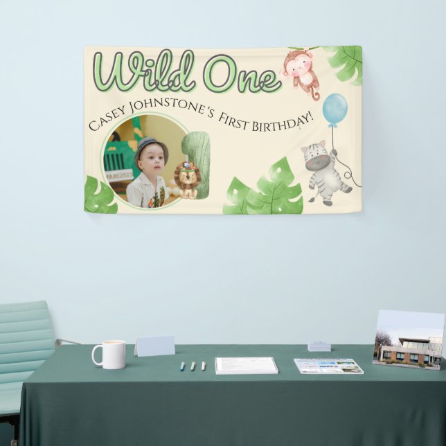 Lona Safari Wild One 1 Photo Watercolor 1st Birthday  (Feria)