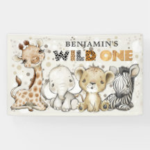Safari Wild One Birday Leon Elephant Giraffe