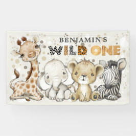 Lona Safari Wild One Birday Leon Elephant Giraffe