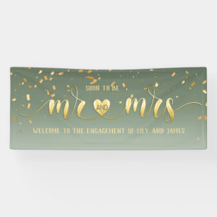 Lona Sage Gold Mr. y Mrs Engagement Banner