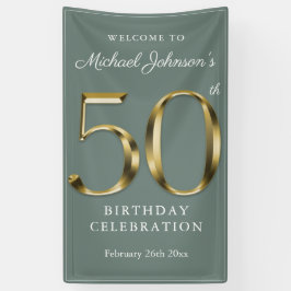 Lona Sage Green 50 Birthday Solid Gold Typography