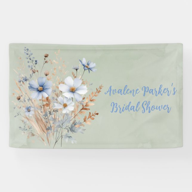 Lona Sage Green Dusty Blue Wildflower Bridal Shower (Horizontal)