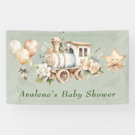 Lona Sage Green Floral Train Boy Baby Shower