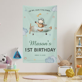 Lona Sage Green Little Pilot Sky 1st Birthday