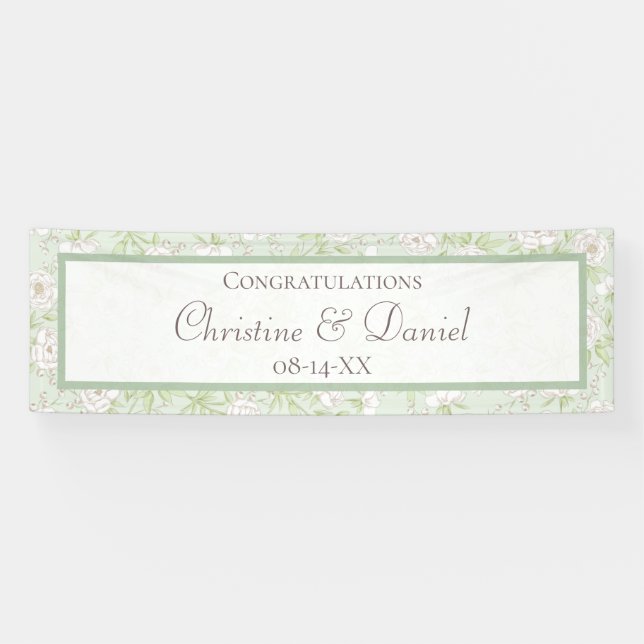 Lona Sage Green White Rose Wedding (Horizontal)