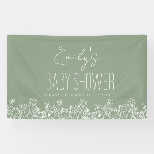 Lona Sage Green Wildflower Boho Baby Shower (Horizontal)