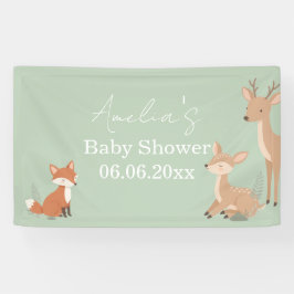 Lona Sage Green Woodland Animal Baby Welcome Invitation