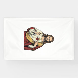 Lona Sagrado Corazón Jesús Grabado Vintage Arte Vectori