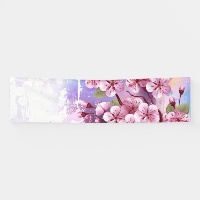 Lona Sakura rosa sobre fondo de pintura (Horizontal)