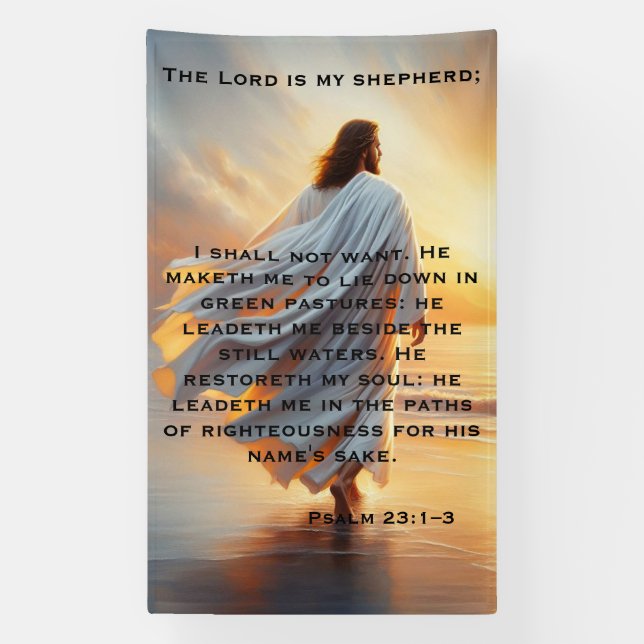 Lona Salmo 23:1–3 Paseo Tranquilo con Diseño de Dios (Vertical)