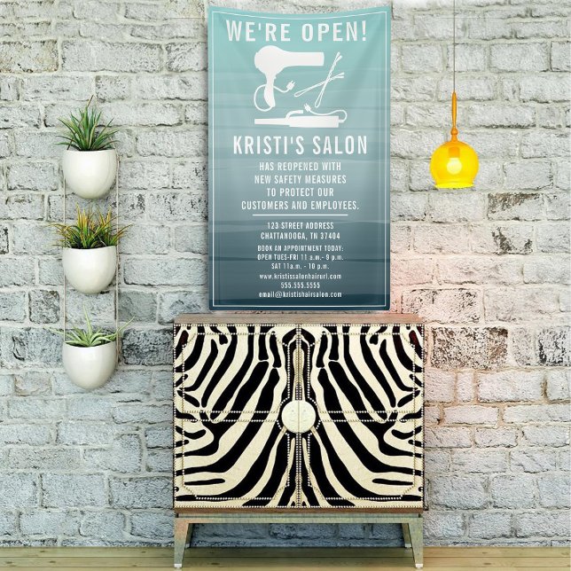 Lona Salon Business Somos Open Verde azulada Ombre (Subido por el creador)