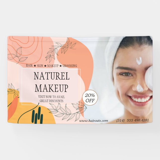 Lona salón de belleza corte de pelo elegante artista de (Horizontal)