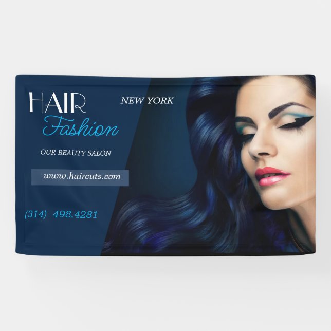 Lona salón de belleza corte de pelo tijera peluquera mo (Horizontal)