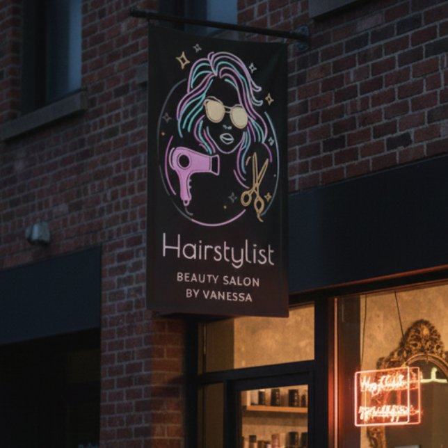 Lona Salón de Belleza Peluquería de Lujo Moderna Negra (Subido por el creador)