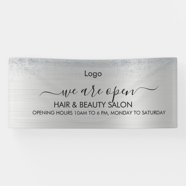 Lona Salón de Belleza Silver Glitter (Horizontal)