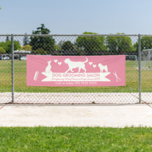 Lona Salón moderno de espantos de perro rosado