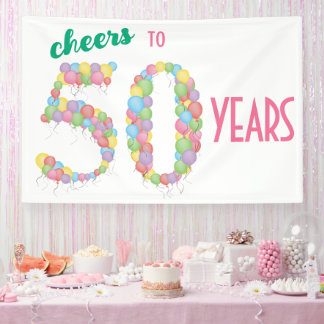 Lona Saludos a 50 años 50 aniversario de cumpleaños