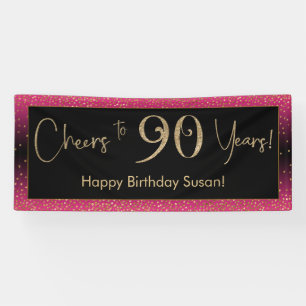 Lona Saludos a los 90 años cumpleaños, profundo negro