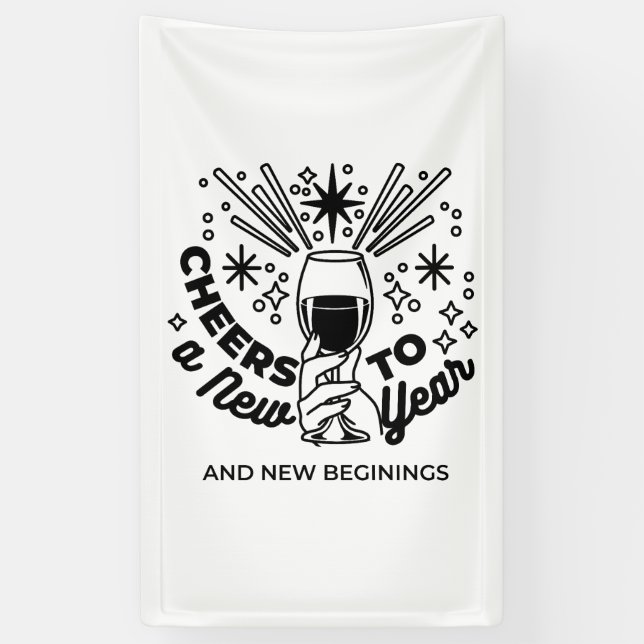 Lona Saludos a un diseño de celebración de Año Nuevo (Vertical)