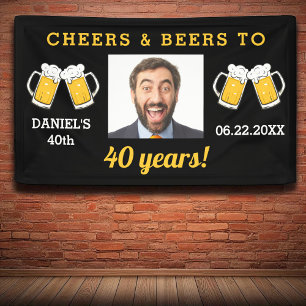 Lona Saludos y cervezas 40 años cumpleaños foto Keepsak