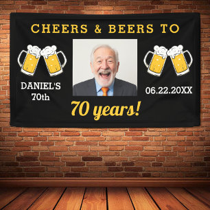 Lona Saludos y cervezas 70 años cumpleaños foto Keepsak