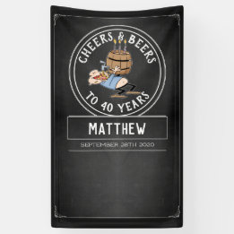 Lona Saludos y cervezas negros y blancos 40 cumpleaños