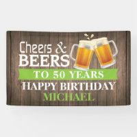 Saludos y cervezas rústicos verde 50 cumpleaños