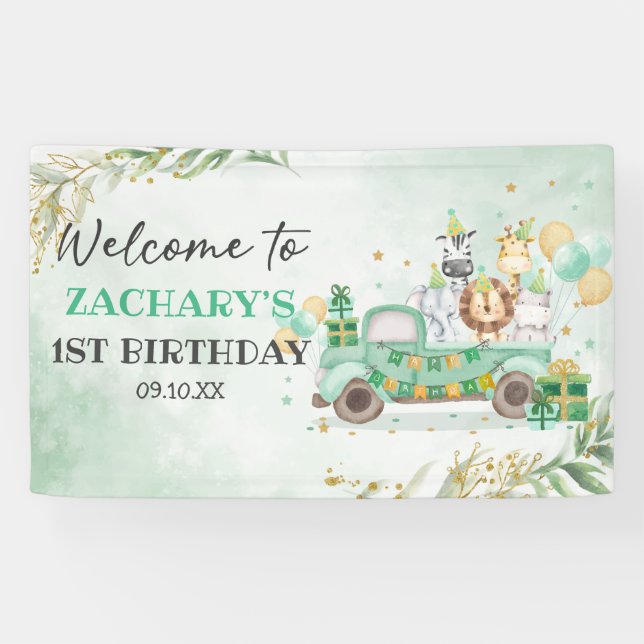 Lona Salvajes uno animales Verdor Safari de oro Primer  (Horizontal)