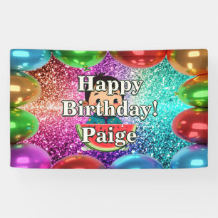 Lona sandía Bandera de cumpleaños de carácter personali