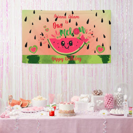 Lona sandía uno en primer cumpleaños de un Chica melón