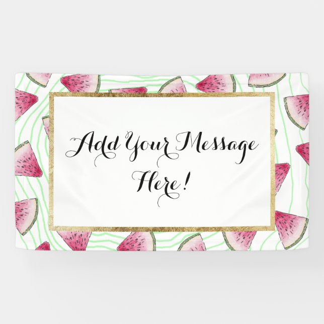 Lona Sandías lindas veraniegas de la acuarela en (Horizontal)