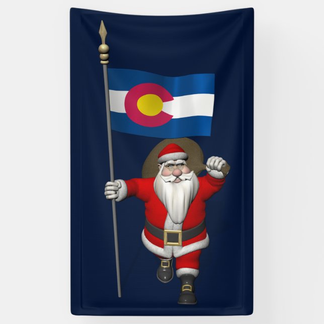 Lona Santa Claus Con Bandera De Colorado (Vertical)