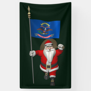 Lona Santa Claus Con Bandera De Dakota Del Norte