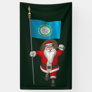 Lona Santa Claus Con Bandera De Dakota Del Sur