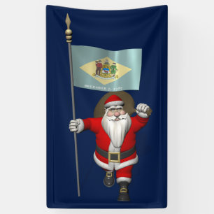 Lona Santa Claus Con Bandera De Delaware