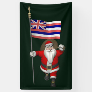 Lona Santa Claus Con Bandera De Hawai